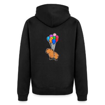 Capybara Giant Cavy Rodent With Balloons Capybara - Unisex Premium Organic Zip Hoodie - black - Back - Nico (187cm)