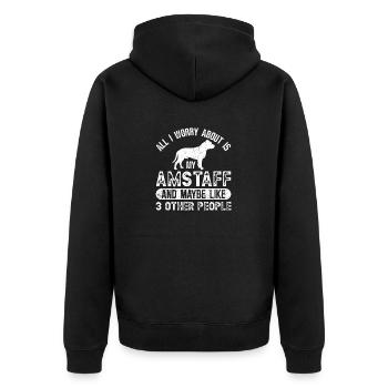 American Staffordshire Bull Terrier Staffy Dog - Unisex Premium Organic Zip Hoodie - black - Back - Nico (187cm)