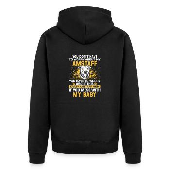 American Staffordshire Bull Terrier Staffy Dog - Unisex Premium Organic Zip Hoodie - black - Back - Nico (187cm)