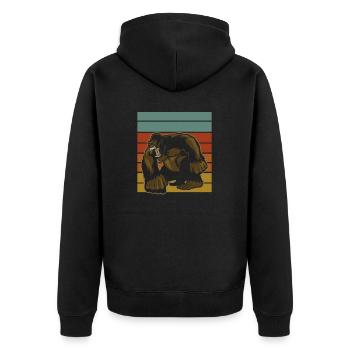 Gorilla - Unisex Premium Bio Zip Hoodie - Schwarz - Hinten - Nico (187cm)