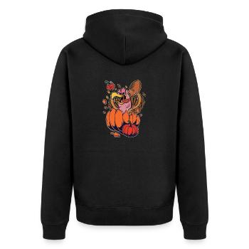 Truthahn springt mit Football aus dem Kürbis - Unisex Premium Bio Zip Hoodie - Schwarz - Hinten - Nico (187cm)