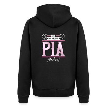 Pia Geschenkidee Geschenk Geburtstag - Unisex Premium Bio Zip Hoodie - Schwarz - Hinten - Nico (187cm)