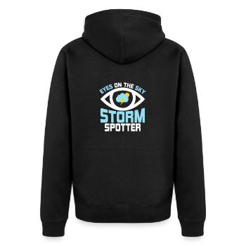 Eyes On The Sky - Storm Spotter Meteorologist Sto - Unisex Premium Bio Zip Hoodie - Schwarz - Hinten - Nico (187cm)