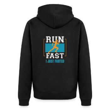 Lustiges Marathon Läufer Cross Country Marathoner - Unisex Premium Bio Zip Hoodie - Schwarz - Hinten - Nico (187cm)