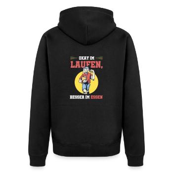 Lustiges Marathon Läufer Laufen Cross Country - Unisex Premium Bio Zip Hoodie - Schwarz - Hinten - Nico (187cm)
