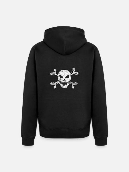 Textured Skull And Crossbones - Unisex Premium Organic Zip Hoodie - black