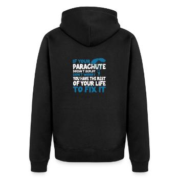 Lustiger Fallschirmspringer Fallschirmspringer - Unisex Premium Bio Zip Hoodie - Schwarz - Hinten - Nico (187cm)