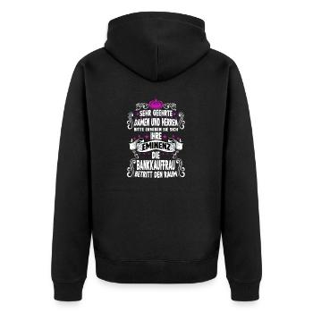 Bankkauffrau T witziges Spruch Motiv Bankkauffrau - Unisex Premium Bio Zip Hoodie - Schwarz - Hinten - Nico (187cm)