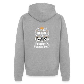 chimiste t drôle de dire travail chimiste - Veste à capuche bio Premium Unisexe - gris chiné - Dos - Nico (187cm)