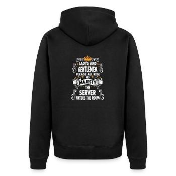 Waiter T funny saying motif waiter - Unisex Premium Organic Zip Hoodie - black - Back - Nico (187cm)