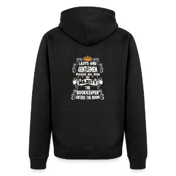 Buchhalter T witziges Spruch Motiv Buchhalter - Unisex Premium Bio Zip Hoodie - Schwarz - Hinten - Nico (187cm)