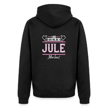Jule Geschenkidee Geschenk Geburtstag - Unisex Premium Bio Zip Hoodie - Schwarz - Hinten - Nico (187cm)