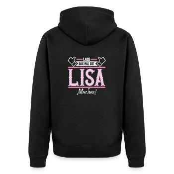 Lisa Geschenkidee Geschenk Geburtstag - Unisex Premium Bio Zip Hoodie - Schwarz - Hinten - Nico (187cm)