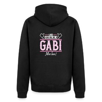 Gabi Geschenkidee Geschenk Geburtstag - Unisex Premium Bio Zip Hoodie - Schwarz - Hinten - Nico (187cm)