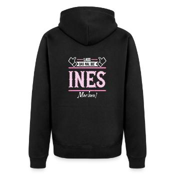 Ines Geschenkidee Geschenk Geburtstag - Unisex Premium Bio Zip Hoodie - Schwarz - Hinten - Nico (187cm)
