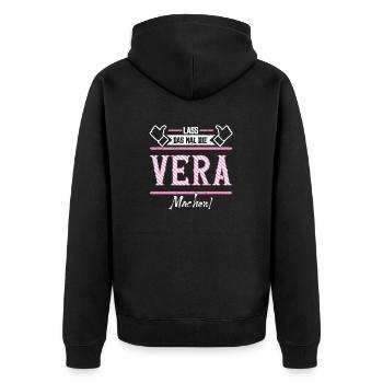 Vera Geschenkidee Geschenk Geburtstag - Unisex Premium Bio Zip Hoodie - Schwarz - Hinten - Nico (187cm)