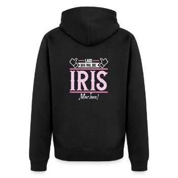 Iris Geschenkidee Geschenk Geburtstag - Unisex Premium Bio Zip Hoodie - Schwarz - Hinten - Nico (187cm)