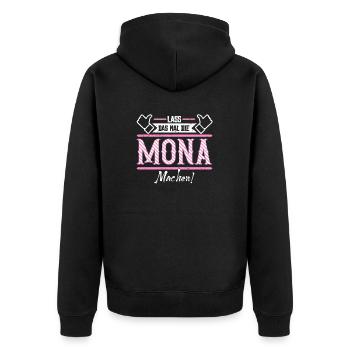 Mona Geschenkidee Geschenk Geburtstag - Unisex Premium Bio Zip Hoodie - Schwarz - Hinten - Nico (187cm)