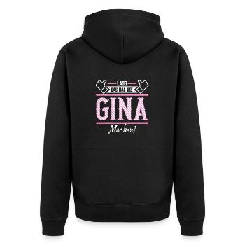 Gina Geschenkidee Geschenk Geburtstag - Unisex Premium Bio Zip Hoodie - Schwarz - Hinten - Nico (187cm)