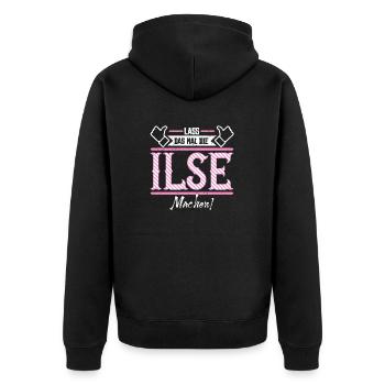 Ilse Geschenkidee Geschenk Geburtstag - Unisex Premium Bio Zip Hoodie - Schwarz - Hinten - Nico (187cm)