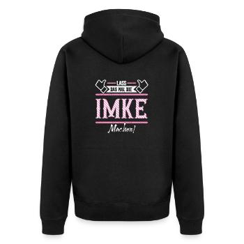 Imke Geschenkidee Geschenk Geburtstag - Unisex Premium Bio Zip Hoodie - Schwarz - Hinten - Nico (187cm)