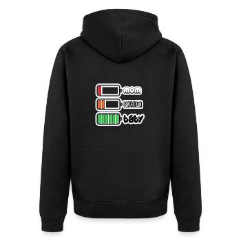 Parents Battery - Unisex Premium Bio Zip Hoodie - Schwarz - Hinten - Nico (187cm)