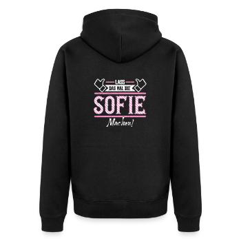 Sofie Geschenkidee Geschenk Geburtstag - Unisex Premium Bio Zip Hoodie - Schwarz - Hinten - Nico (187cm)