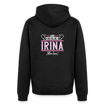 Irina Geschenkidee Geschenk Geburtstag - Unisex Premium Bio Zip Hoodie - Schwarz - Hinten - Nico (187cm)