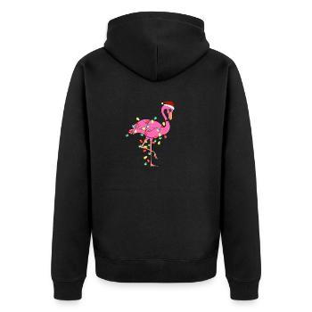 Christmas Animal Flamingo Light Chain Beanie - Unisex Premium Organic Zip Hoodie - black - Back - Nico (187cm)
