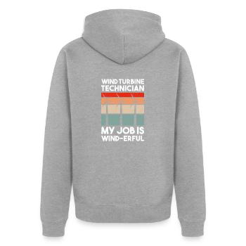 Windturbinentechniker Windpark Windkraft - Unisex Premium Bio Zip Hoodie - Grau meliert - Hinten - Nico (187cm)