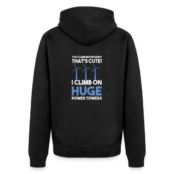 Wind turbine technician wind farm wind power - Unisex Premium Organic Zip Hoodie - black - Back - Nico (187cm)