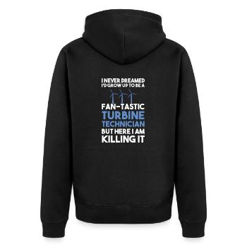 Wind turbine technician wind farm wind power - Unisex Premium Organic Zip Hoodie - black - Back - Nico (187cm)