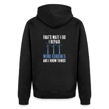 Wind turbine technician wind farm wind power - Unisex Premium Organic Zip Hoodie - black - Back - Nico (187cm)