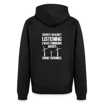 Wind turbine technician wind farm wind power - Unisex Premium Organic Zip Hoodie - black - Back - Nico (187cm)