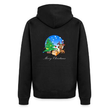 Weihnachten Merry Christmas Hund Rentier - Unisex Premium Bio Zip Hoodie - Schwarz - Hinten - Nico (187cm)