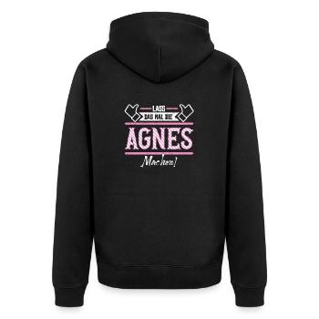 Agnes Geschenkidee Geschenk Geburtstag - Unisex Premium Bio Zip Hoodie - Schwarz - Hinten - Nico (187cm)