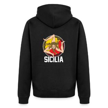 Sizilien flagge Sizilien Palermo Italien - Unisex Premium Bio Zip Hoodie - Schwarz - Hinten - Nico (187cm)