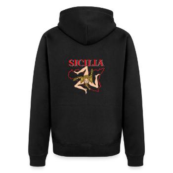 Sicily flag Sicily Palermo Italy - Unisex Premium Organic Zip Hoodie - black - Back - Nico (187cm)