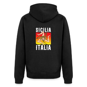 Sizilien flagge Sizilien Palermo Italien - Unisex Premium Bio Zip Hoodie - Schwarz - Hinten - Nico (187cm)
