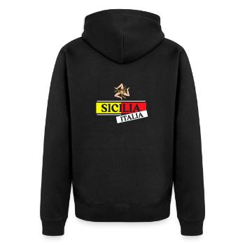 Sizilien flagge Sizilien Palermo Italien - Unisex Premium Bio Zip Hoodie - Schwarz - Hinten - Nico (187cm)