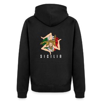 Sicile drapeau Sicile Palerme Italie - Veste à capuche bio Premium Unisexe - noir - Dos - Nico (187cm)