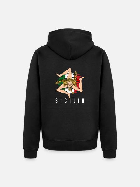 Sicily flag Sicily Palermo Italy - Unisex Premium Organic Zip Hoodie - black