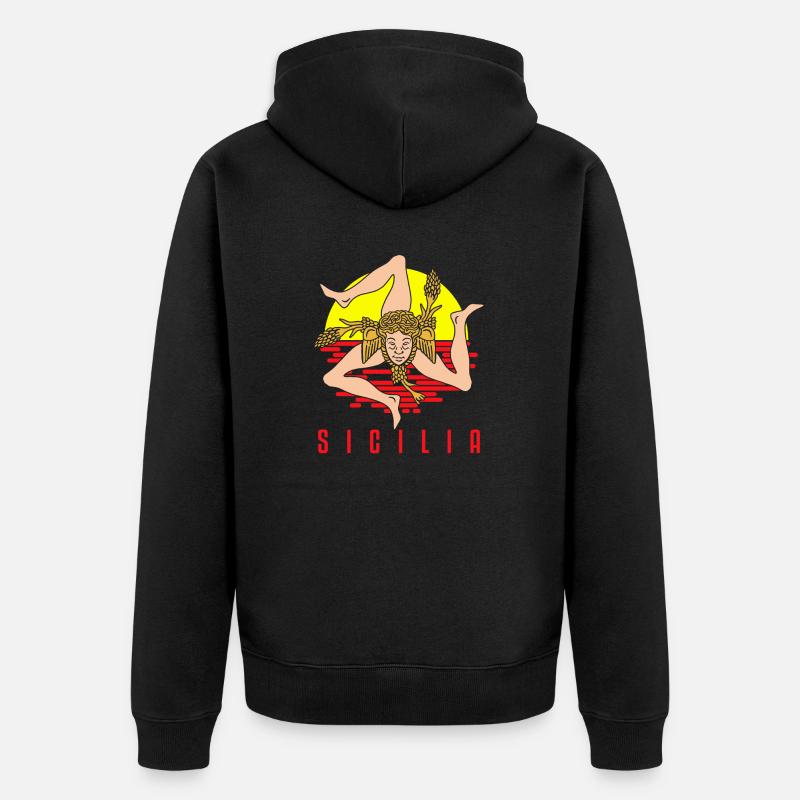 Sicile drapeau Sicile Palerme Italie - Veste à capuche bio Premium Unisexe - noir