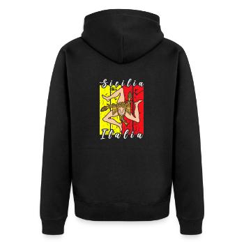 Sizilien flagge Sizilien Palermo Italien - Unisex Premium Bio Zip Hoodie - Schwarz - Hinten - Nico (187cm)