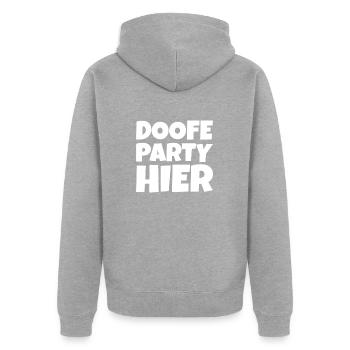 Doofe Party hier - Unisex Premium Bio Zip Hoodie - Grau meliert - Hinten - Nico (187cm)