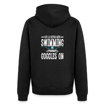 Schimmer Schwimmen Life Is Better With Swim - Unisex Premium Bio Zip Hoodie - Schwarz - Hinten - Nico (187cm)