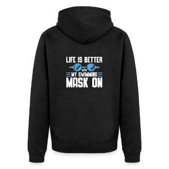 Schimmer Schwimmen Life Is Better With My - Unisex Premium Bio Zip Hoodie - Schwarz - Hinten - Nico (187cm)