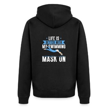 Schimmer Schwimmen Life Is Better With My - Unisex Premium Bio Zip Hoodie - Schwarz - Hinten - Nico (187cm)