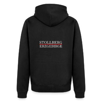 Stollberg Erzgebirge - Unisex Premium Bio Zip Hoodie - Schwarz - Hinten - Nico (187cm)