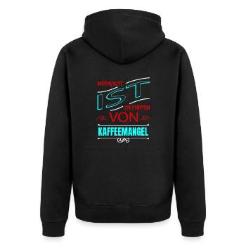 bday montag koffein zitat kaffeekanne müdigkeit - Unisex Premium Bio Zip Hoodie - Schwarz - Hinten - Nico (187cm)